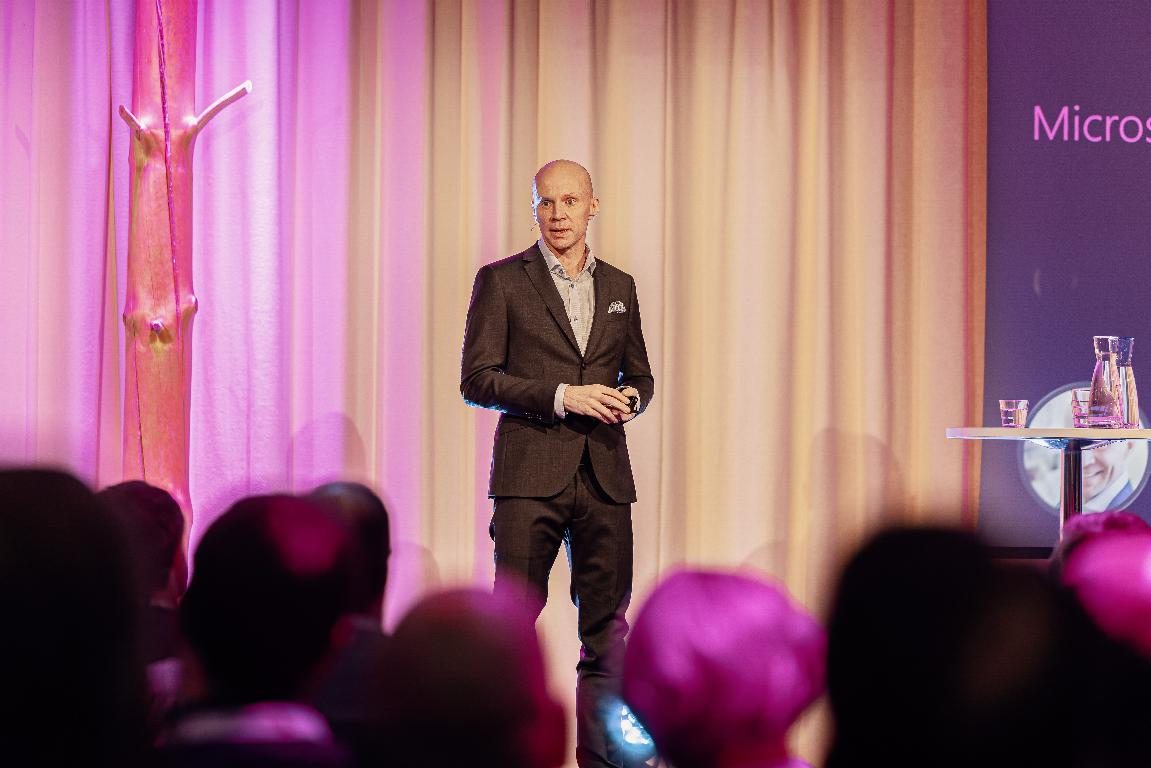 Microsoft Finland’s Marketing & Operations Lead Teemu Vidgren delivering a keynote presentation.